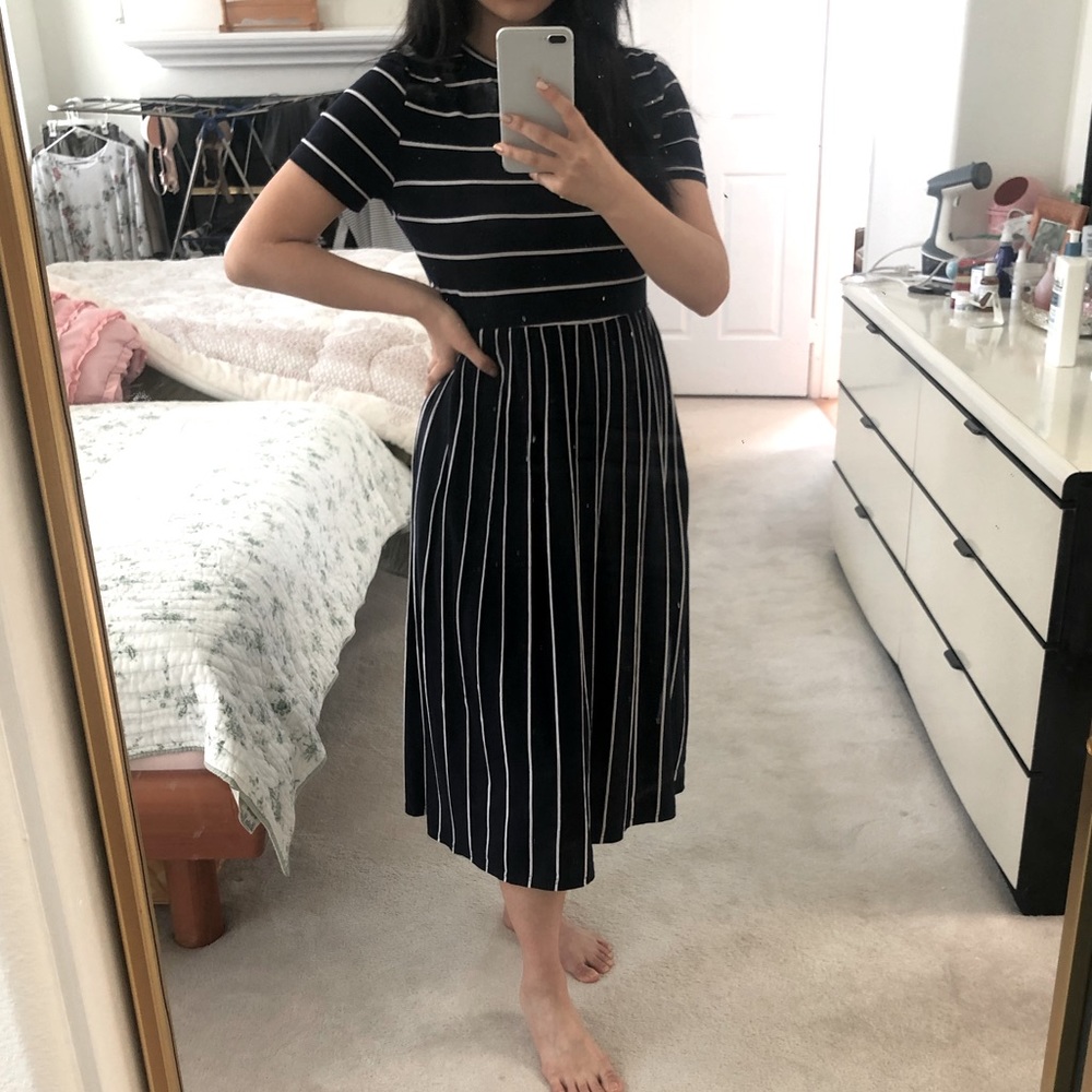 Cute navy blue striped sundress